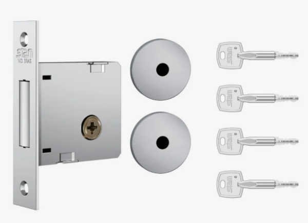 Fechadura De Segurança Trava Tetra Stam Inox 4 Chaves